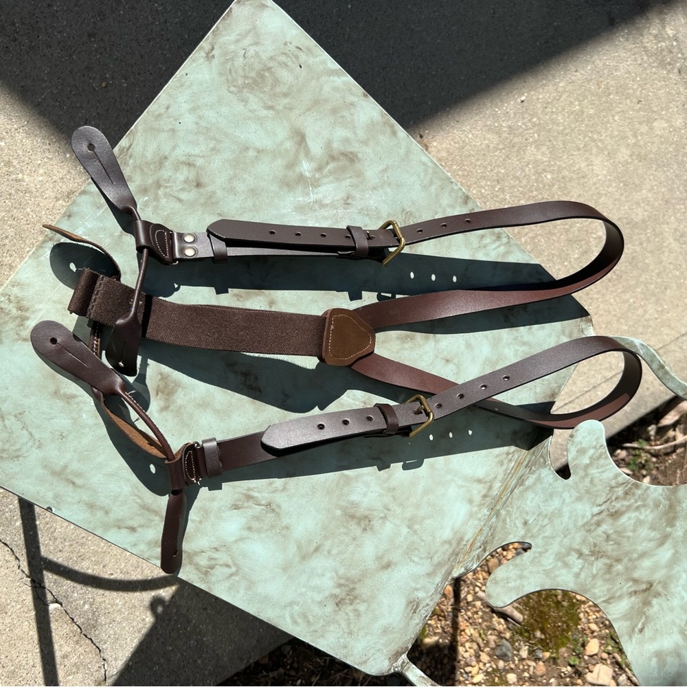 Suspenderstore classic Buckle Strap Leather Suspenders, 1-Inch wide- Button.